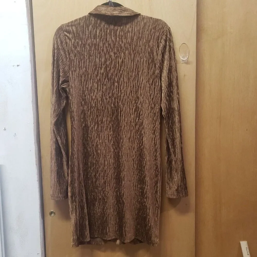 Daisy Street CaramelColored Collared Snap Button Down Ruched Mini DressSz XL UUU - Picture 3 of 5